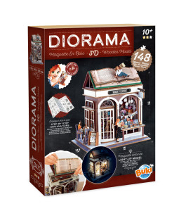 Buki Dřevěná 3D stavebnice Diorama Knihkupectví s LED osvětlením