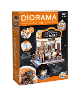 Buki Dřevěná 3D stavebnice Diorama Pekařství s LED osvětlením