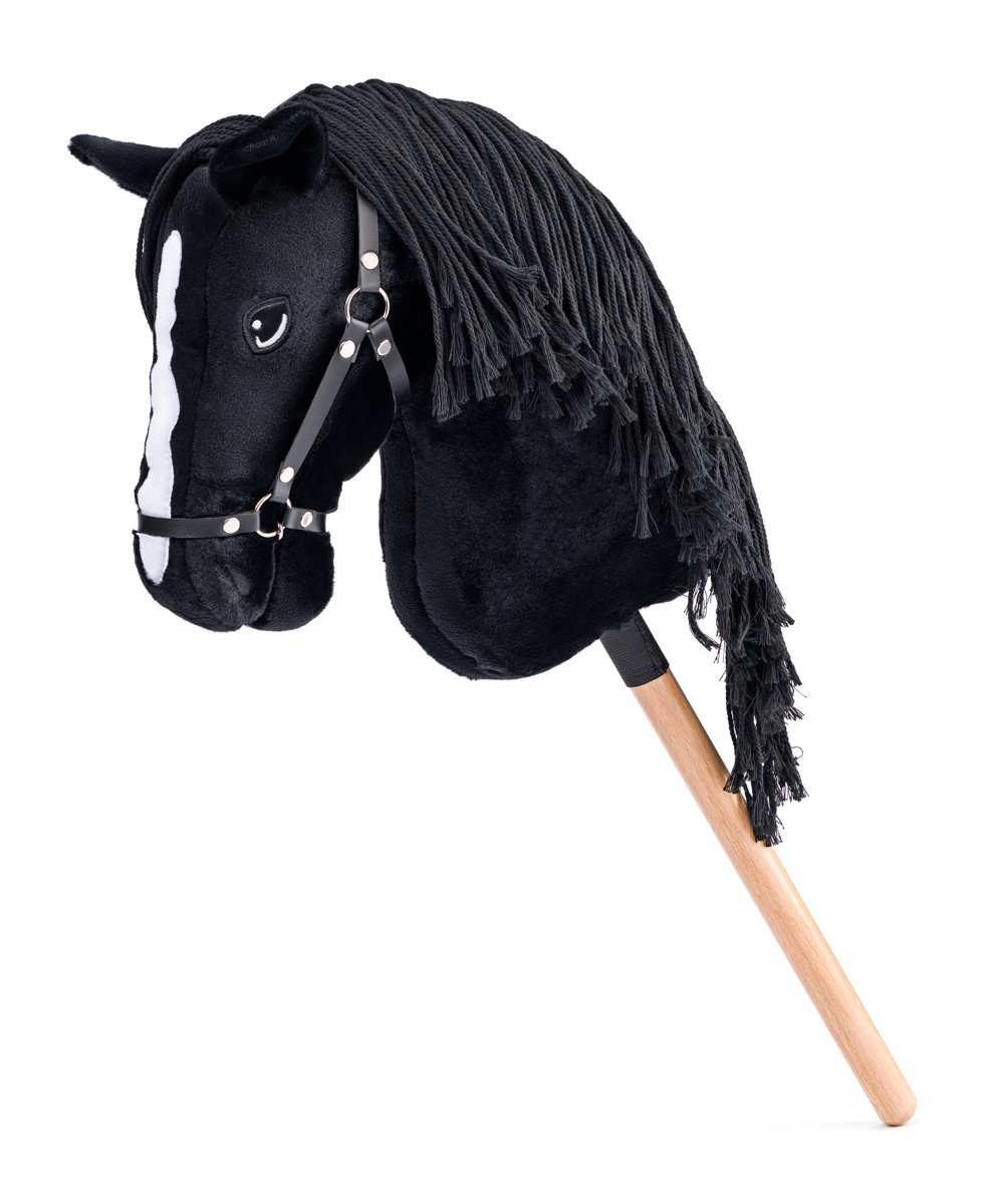 Faunica Hobby horse Cortez, černý kůň na tyči, provázková hříva