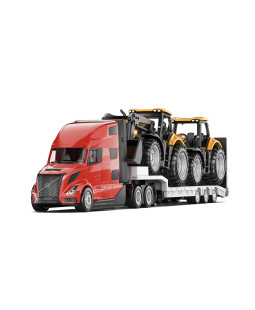 SIKU Super - Tahač Volvo VNL 860 s návěsem a JCB traktory