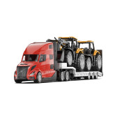 SIKU Super - Tahač Volvo VNL 860 s návěsem a JCB traktory