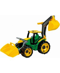 Traktor se lžící a bagrem, zeleno žlutý Lena 2080