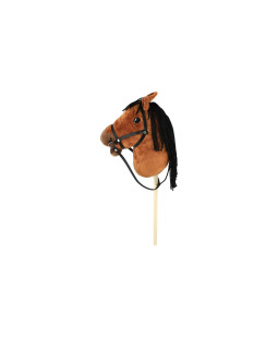 Kůň na tyči 70cm na baterie se zvukem, tmavě hnědý