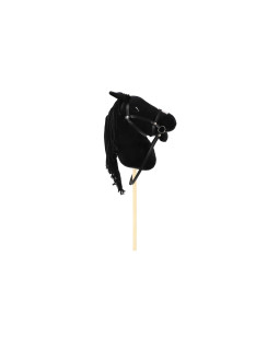 Kůň na tyči 70cm na baterie se zvukem, černý