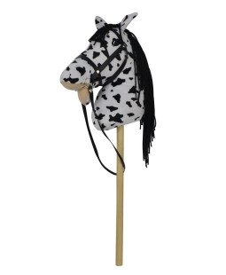 Kůň na tyči 70cm na baterie se zvukem, bílo-černý (Appaloosa) 