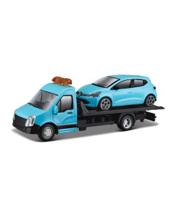 Bburago Přepravní vozidlo Flatbed Transport a Renault Clio, 1:43