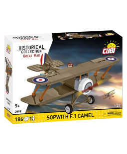 Cobi 2999 Great War SOPWITH F.1 CAMEL, 1:32, 186 kostek, 1 f