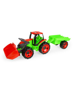 Lena Traktor se lžící a přívěsem, zeleno-červený