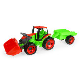 Lena Traktor se lžící a přívěsem, zeleno-červený