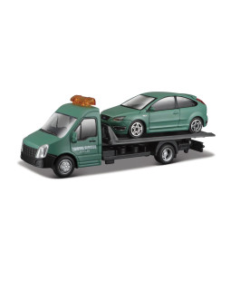 Bburago odtahové vozidlo Flatbed Transport a Ford Focus ST, 1:43