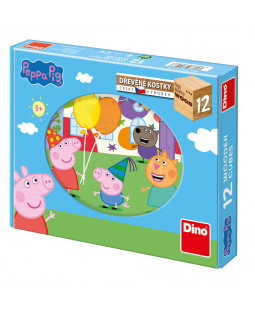 Dino dřevěné kostky Peppa Pig, 12 kostek