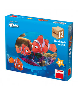 Dino dřevěné kostky Nemo, 12 kostek