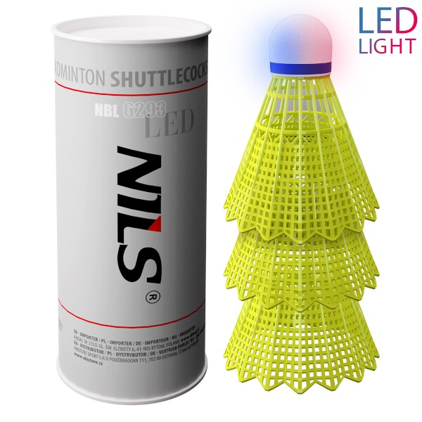 Badmintonové míčky NILS NBL6293 s LED, sada 3 ks