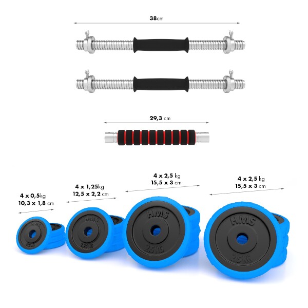 Činkový set HMS SGG30BAR 2x15 kg litina
