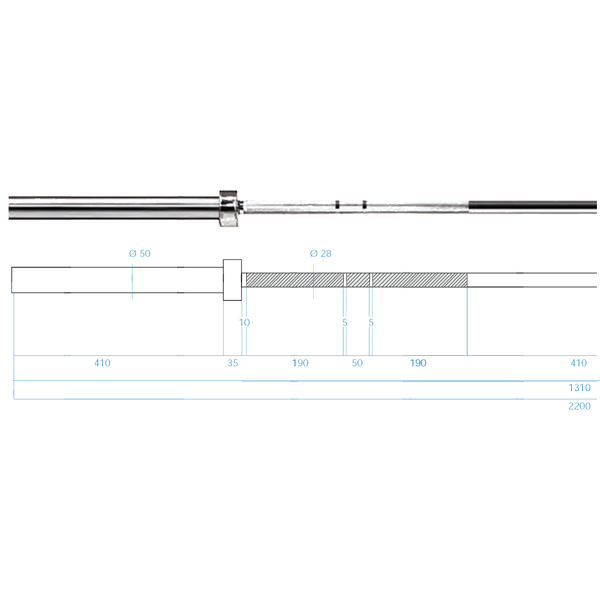 Olympijská osa HMS PREMIUM GO900 220 cm x 50 mm