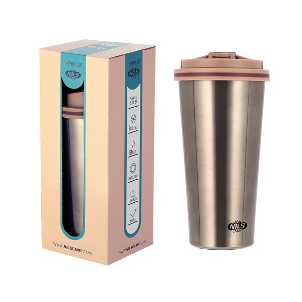 Termohrnek NILS Camp NCB18 hnědý, 500 ml.