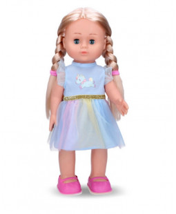 Dětská chodící panenka Eliška modré šaty, 41cm