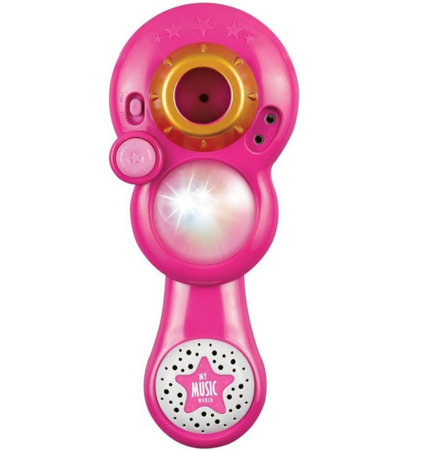 Dětský karaoke mikrofon se světelnými efekty a zvukem - růžový, 34cm