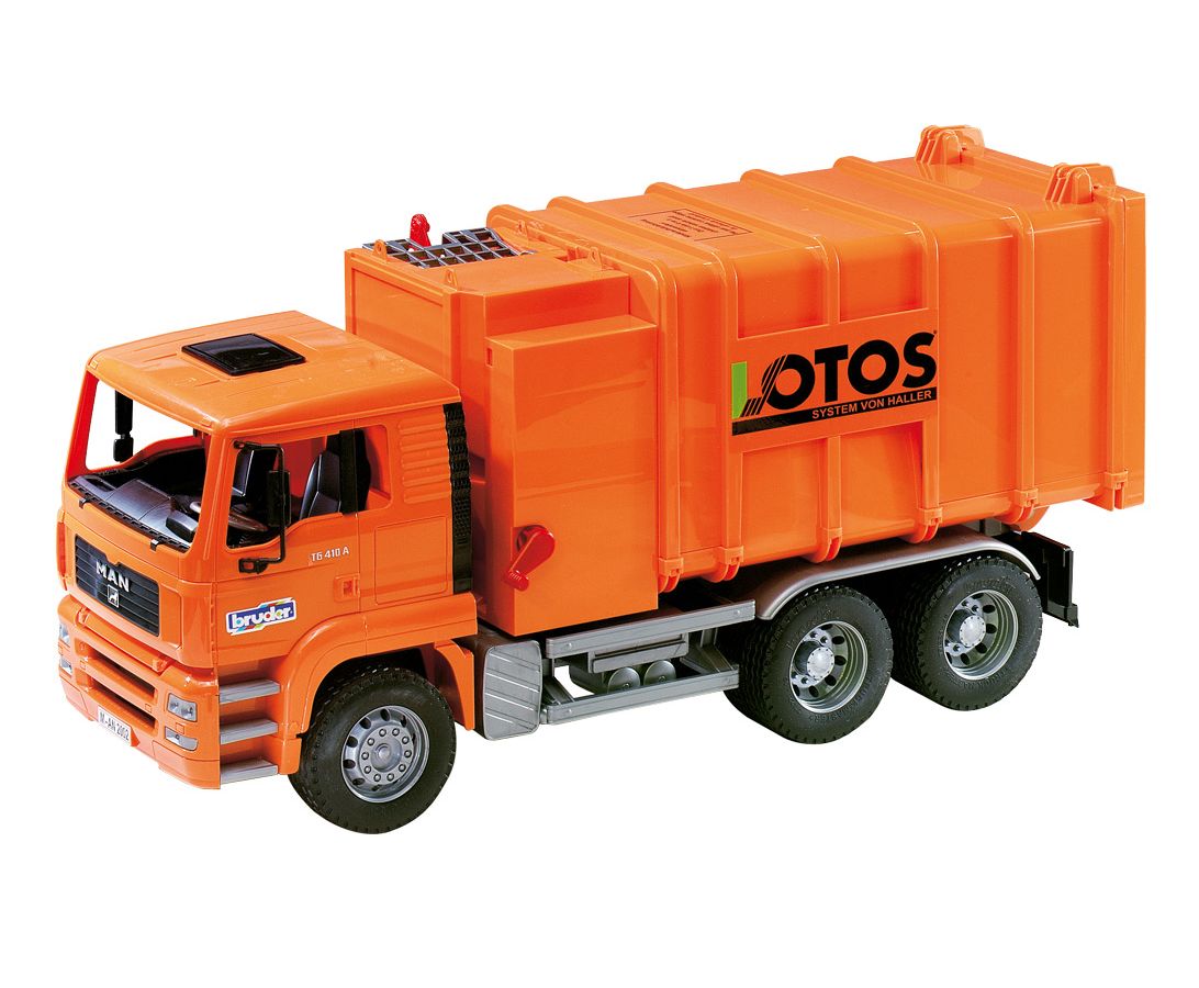 Bruder 2762 Popelářské auto MAN TGA oranžové