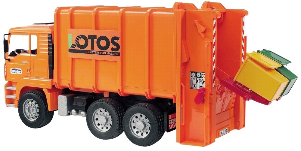 Bruder 2762 Popelářské auto MAN TGA oranžové