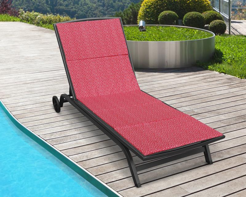 Bellatex Polstr na plážové lehátko, Červená kytička - 55x195 cm