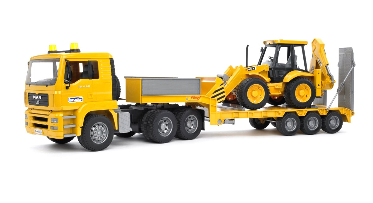 Bruder 2776 MAN TGA Trailer s JCB 4CX traktorbagr