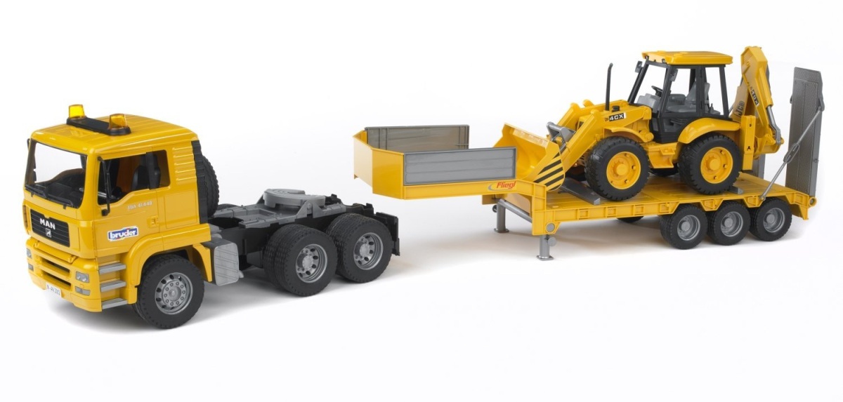 Bruder 2776 MAN TGA Trailer s JCB 4CX traktorbagr