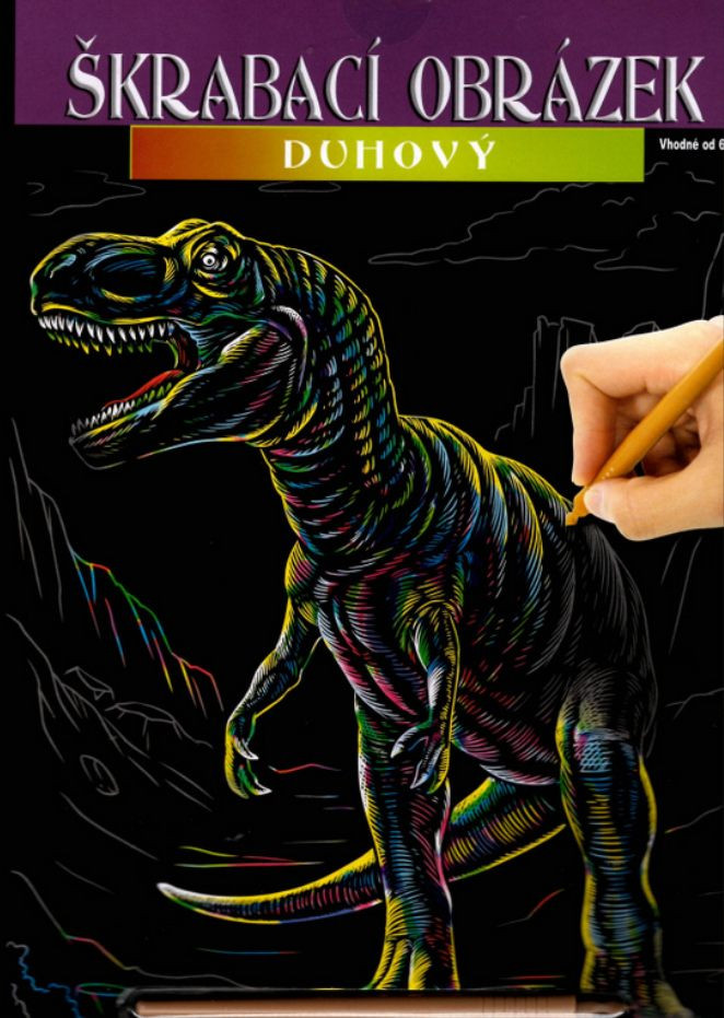 ArtLover škrabací obrázek duhový T-Rex, 25x20 cm