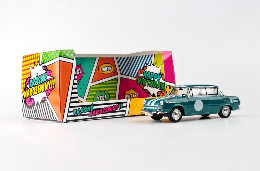 Abrex Škoda 1100MBX (1969) Tyrkysová, Narozeninové Embéixo 1:43