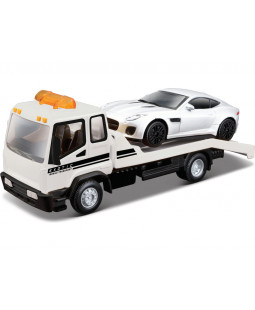 Bburago Tow Truck a Jaguar, White 1:43