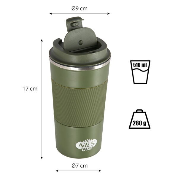 Termohrnek NILS Camp NCC09 zelený, 510 ml.