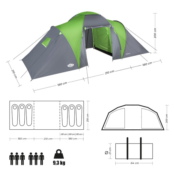 Rodinný stan NILS Camp NC6031 Highland, zeleno-šedý