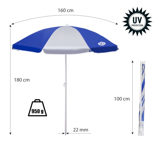 Slunečník NILS Camp NC7813, tmavě modrý, 160 cm