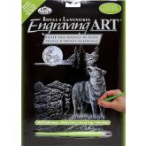 Royal Langnickel Škrabací obrázek stříbrný Vlk s měsícem, 25x20 cm 
