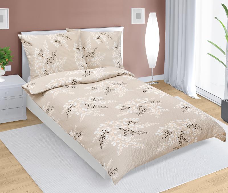 Bellatex Povlečení krepové Kávová větvička - 140x200, 70x90 cm