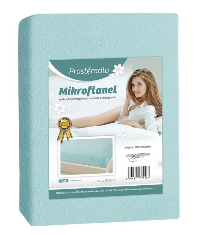 Bellatex Prostěradlo Mikroflanel Světle modrá - 180x200 cm