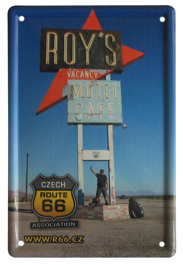Plechové tabulky Route 66 Roy s Cafe