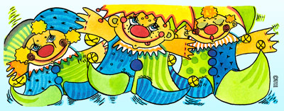 Plechové cedule - Klauni 32x14 cm