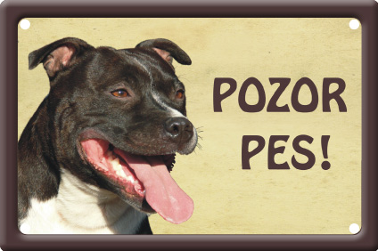 Plechová psí cedule, Stafordšírský Bullteriér, Pozor pes