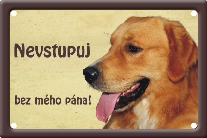 Plechová psí cedule, Zlatý retrívr, Nevstupuj bez mého pána!
