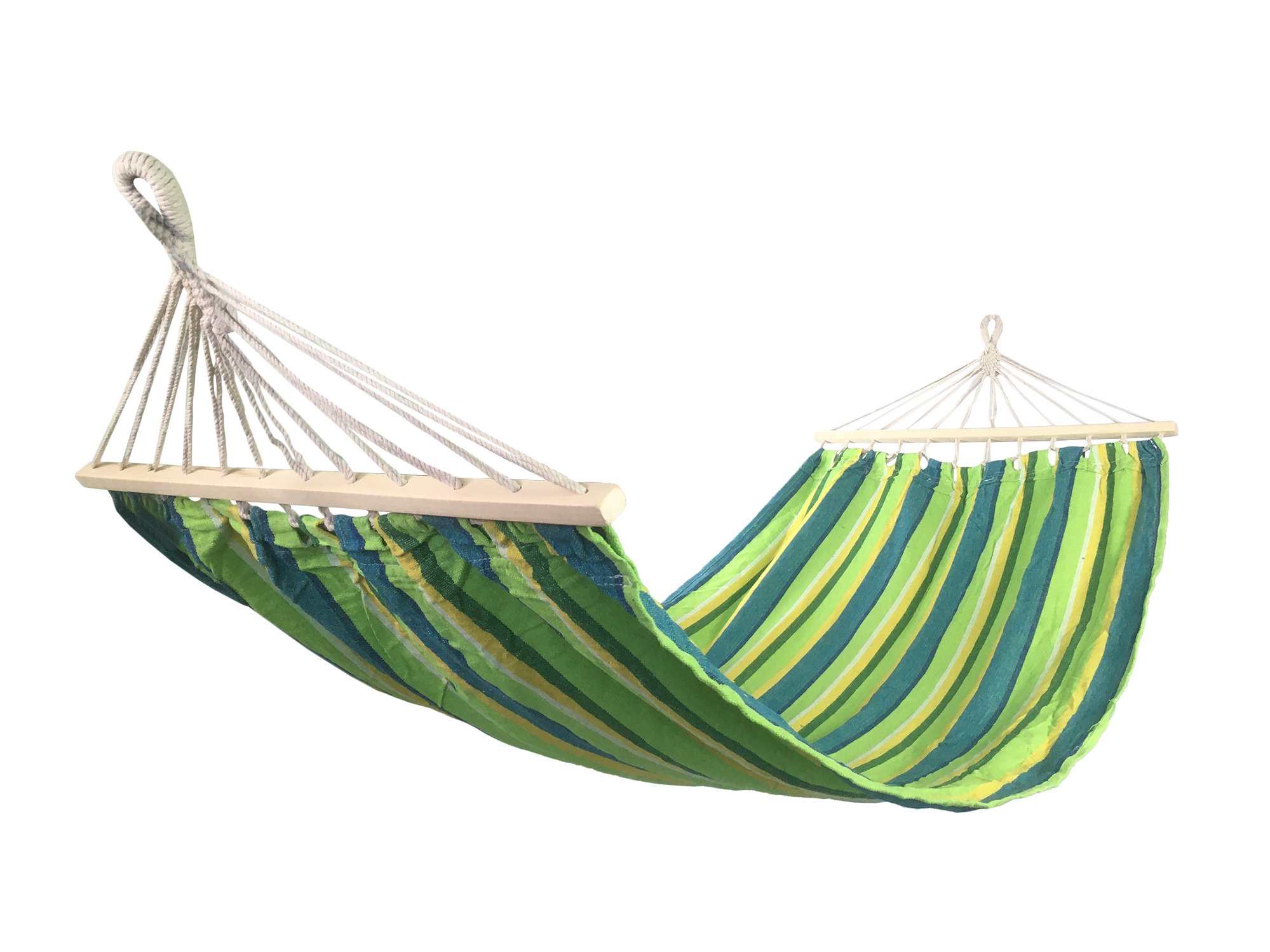 Houpací síť s výztuhou PolyCotton, žluto-zelená, 200x90cm, 120kg