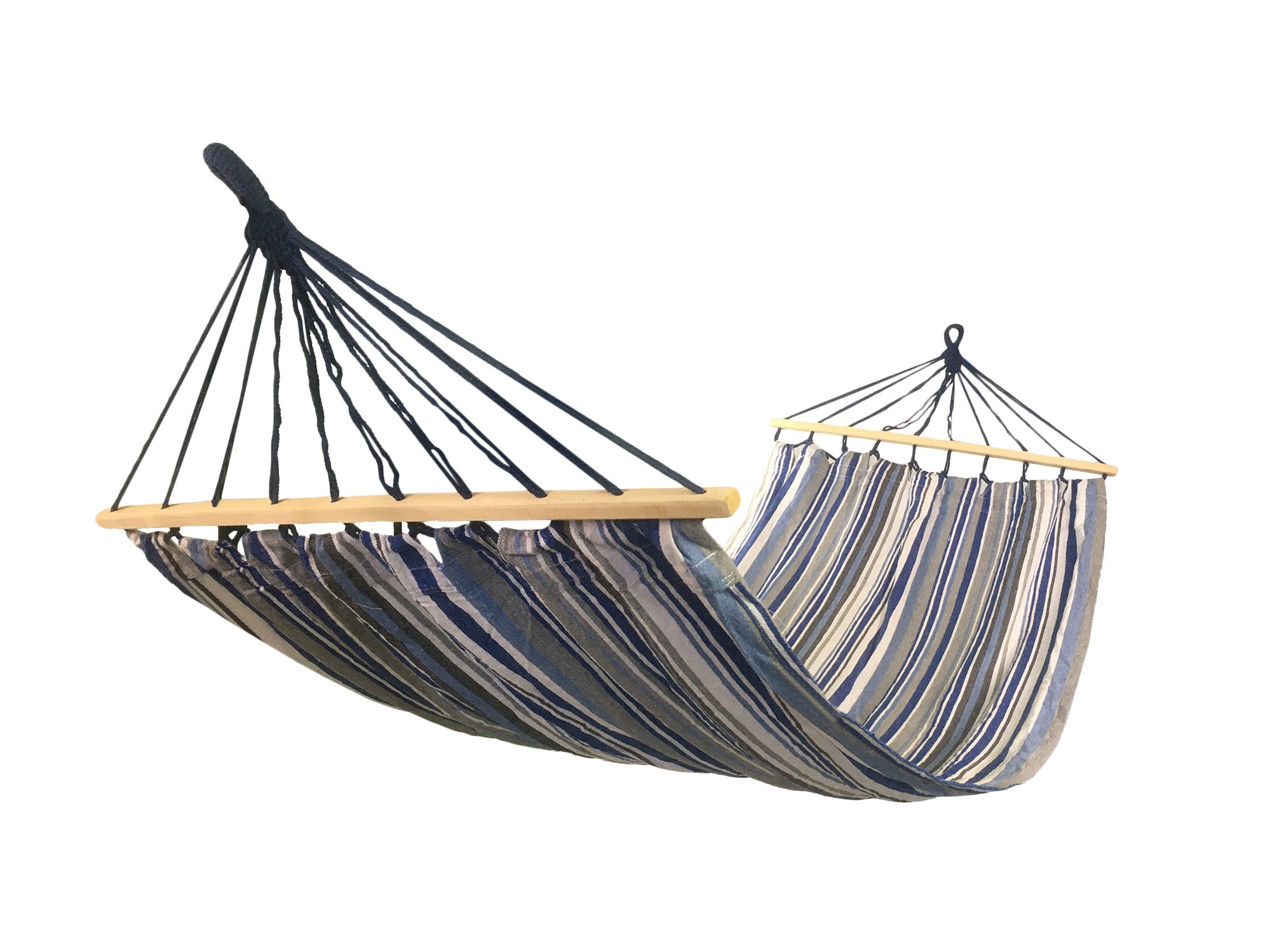 Houpací síť s výztuhou PolyCotton, šedo-modrá, 200x90cm, 120kg