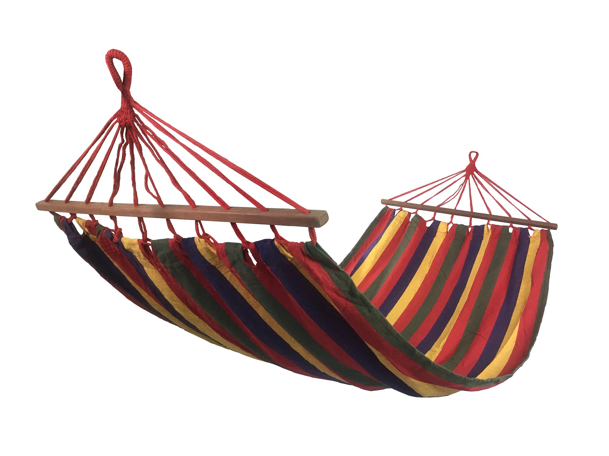 Houpací síť s výztuhou PolyCotton, červená, 200x90cm, 120kg
