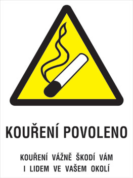 Plechová cedule, Kouření povoleno 120x160 mm