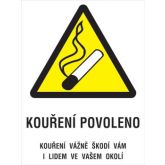 Plechová cedule , Kouření povoleno  160 x 240 mm