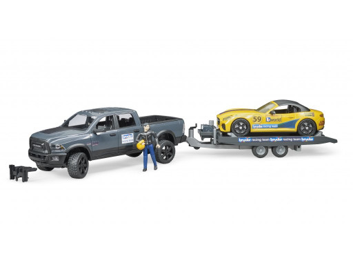 Bruder 2504 Terénní auto RAM se sportovním vozem a figurkou