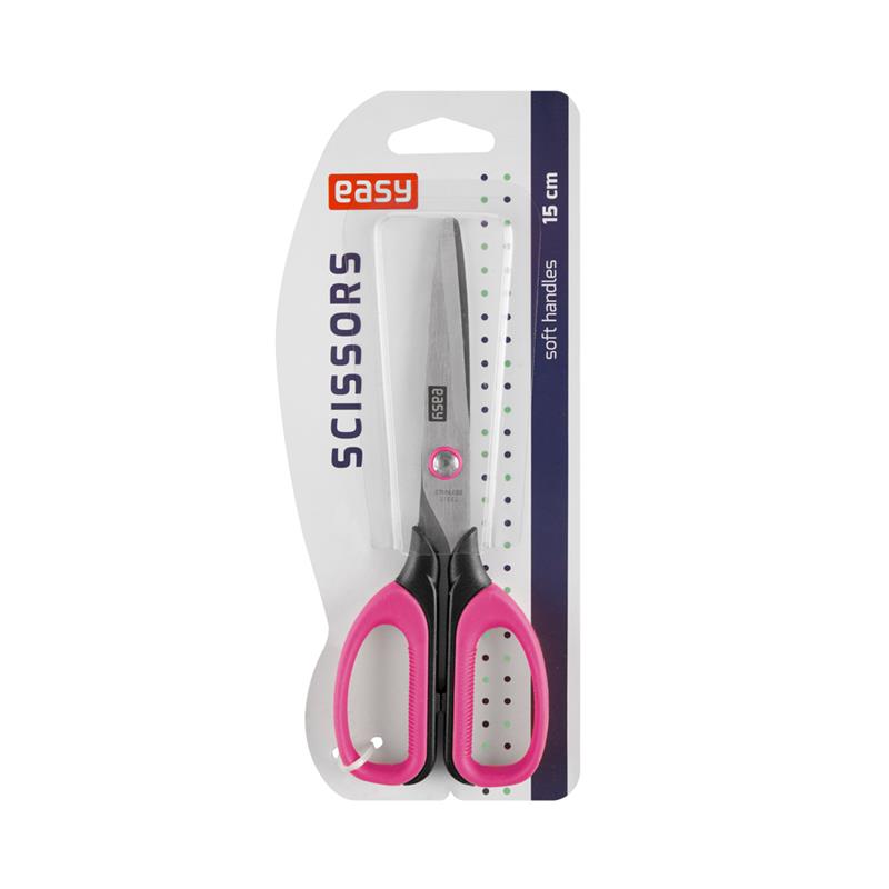 Easy Nůžky s měkkým úchytem 15 cm - růžové