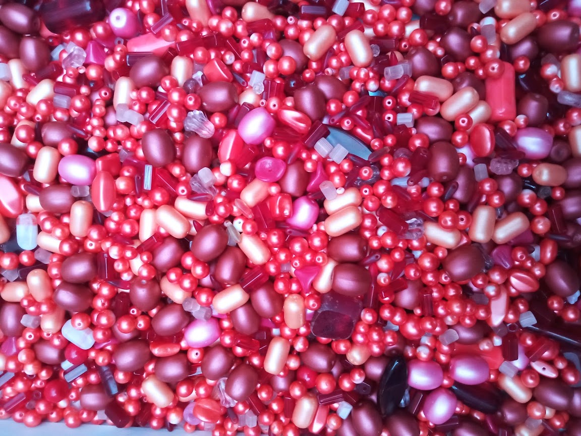 Skleněné korálky Jablonec - Oranžový mix 250g