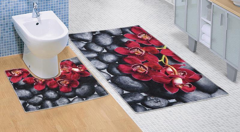 Bellatex koupelnová předložka 3D tisk, sada Orchidea - 60x100, 60x50 cm