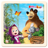 Bino Máša a medvěd s myškou, dřevěné puzzle, 20x20 cm